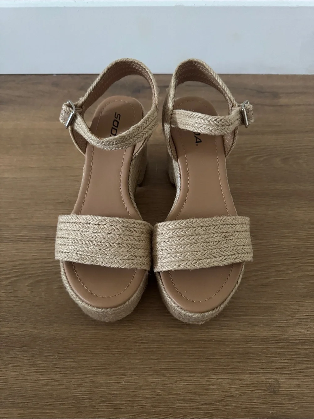 Soda Braided Espadrille Platform Wedges in Natural